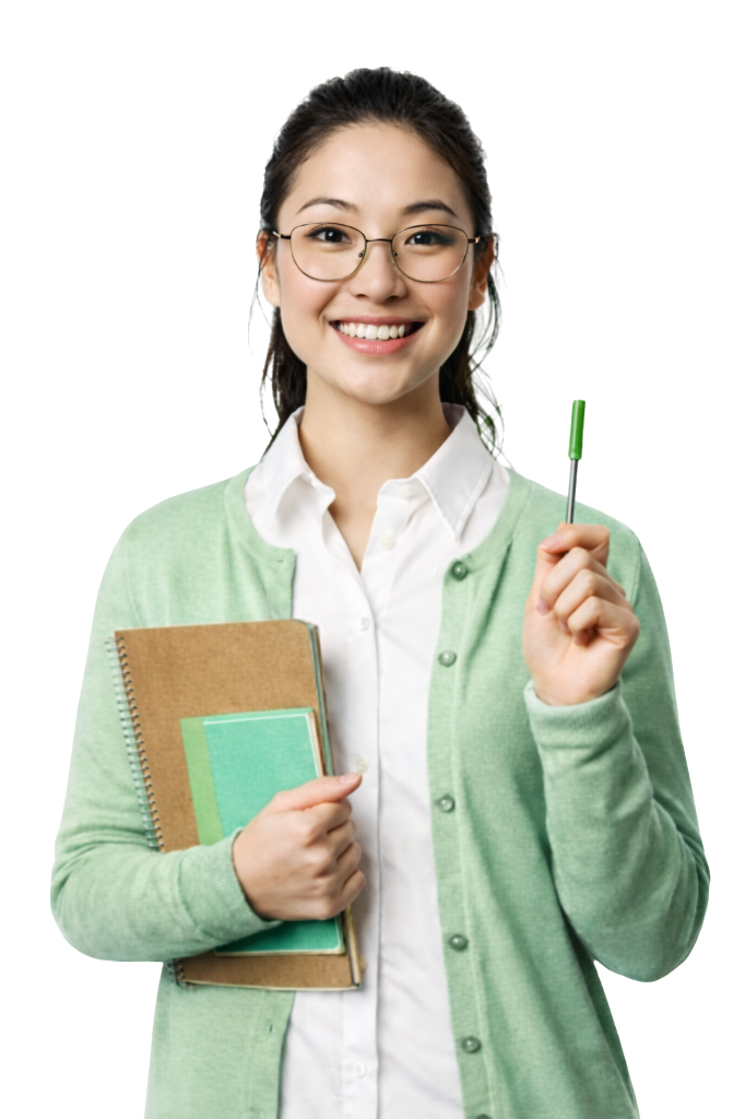 Student with notebooks and pen - ready to learn tech skills
